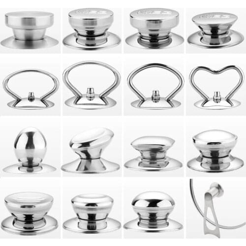 Pot cap stainless steel universal handle top haft glass steamer pan cap knobs hand grip