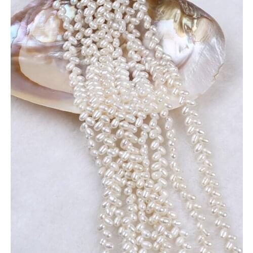 New Arrival 5-6mm White Cultured Freshwater Rice Pearl Strand Wheat Teardrops Top Beads For Jewelry Making