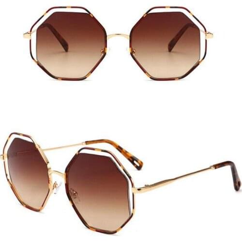 KAPELUS Bicircle Hollow-Out Metal Leopard Print Sunglasses Womens New Sunglasses