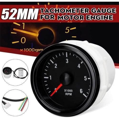 12V Car Tachometer 52mm White Electrical Tachometer Gauge 0-6000 RPM (On Dash) For Diesel Motor Engine