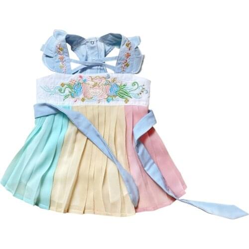 Traditional Han Chinese Dress Summer Dog Clothes Pet Cat Puppy Skirt Yorkshire Pomeranian Poodle Bichon Schnauzer Dog Clothing