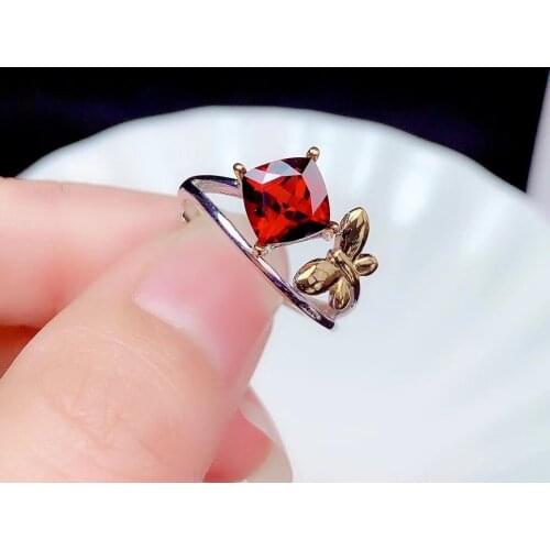 2021 newest classic natural garnet ring for women silver jewelry square natural gem real 925 silver girl birthday gift big sale