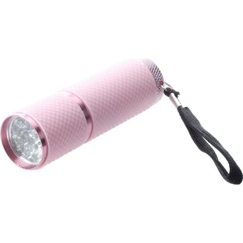 Outdoor Mini Pink Rubber Coated 9-LED Flashlight Torch