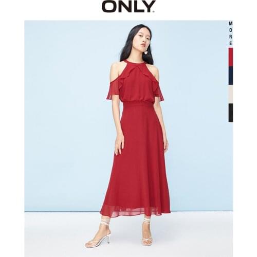 ONLY Womens Off-the-shoulder Ruffled Dress | 120107551