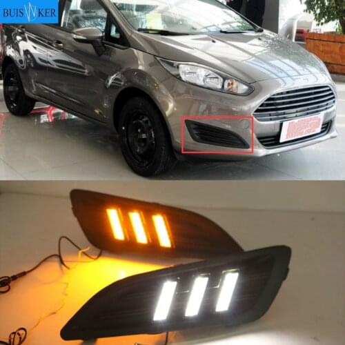 1Pair DRL For Ford Fiesta 2013 2014 2015 2016 Daytime Running Lights Fog head Lamp cover car styling white Daylight