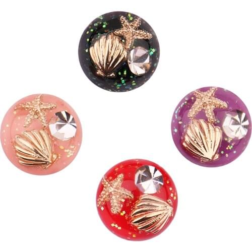 2pcs 18mm Resin filling natural Starfish Shell Pearl Round Cabochon&Dome Cover Pendant Cameo Settings,Diy Accessories