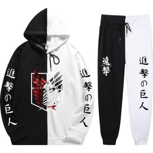 2021 Japanese Anime Attack on Titan Hoodie Pants Casual Men Women Tracksuits Casual Jogging Suits Harajuku