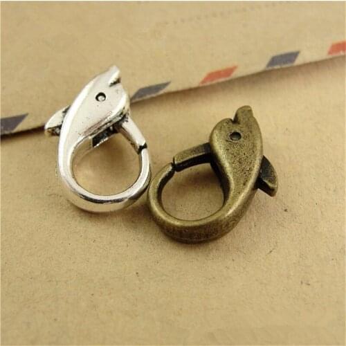 80pcs/lot Cute Dolphin Lobster Clasp 18*12MM Necklace Bracelet Hooks Handmade Jewelry