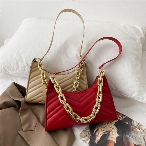 ABAY Fashion Rhombus Handbag New PU Leather Chain Shoulder Bag 2021 Fashion Texture Zipper Embossed Underarm Bag