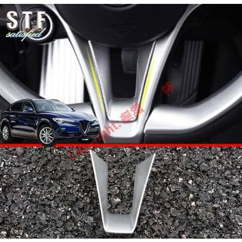 ABS Pearl Chrome Interior Steering Wheel Trim Cover U Shape For Alfa Romeo Stelvio 2017 2018 2019