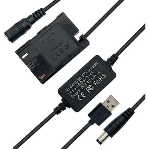 DR-E6 Dc Coupler(Fully Decoded) USB Power Adapter Kit Replacement LP-E6 for Canon EOS 80D 70D/7D 60D/6D 5D Mark II III Camera
