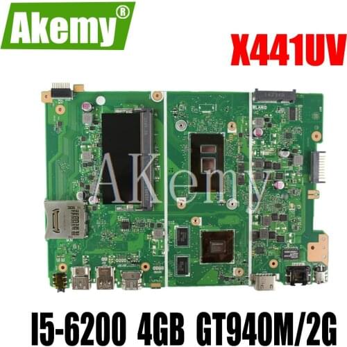 Akemy For Asus X441U F441U A441U X441UR X441UV Laotop Mainboard X441UV Motherboard with I5-6200 CPU 4GB RAM GT940M/2G