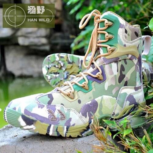 Tactical Shoes Military Combat Leather Shoes Men Outdoor Breathable High Top Boots Hunting Camping Hiking Shoes