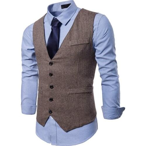 Brand high quality Autumn new mens vest business casual v-collar carelecos para hombre vest waistcoat