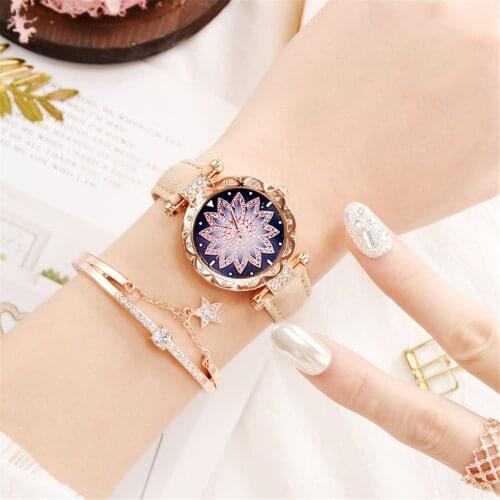 Women Watches Best Sell Star Sky Dial Clock Luxury Womens Bracelet Ladies Watch Quartz Wristwatches Relogios Feminino