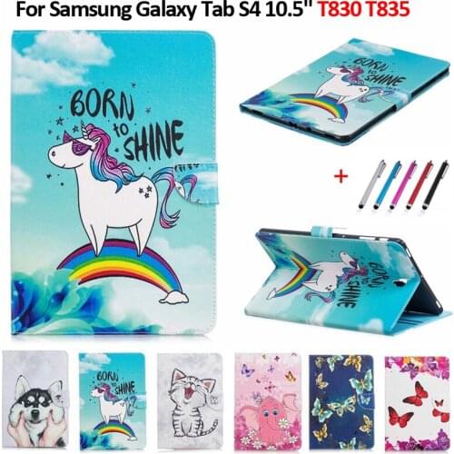 Case For Samsung Galaxy Tab S4 2018 10.5'' T830 T835 SM-T835 Cover Funda Cute Cat Unicorn Puppy Butterfly Tablet Cover Coque