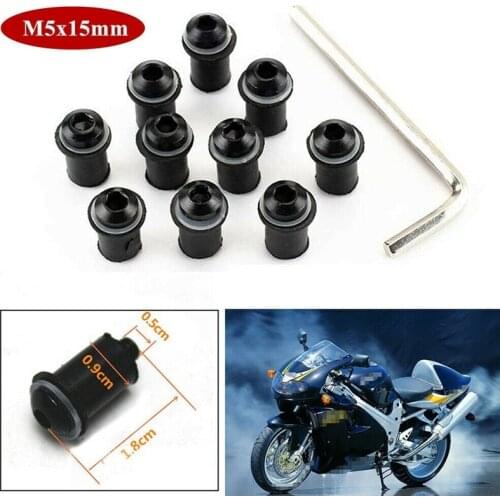 15mm Motorcycle Windscreen Windshield Fairing Bolt Screw Kit Well Nuts M5 10pcs