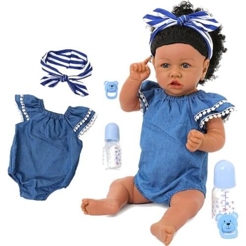 60cm Reborn Baby Doll Cute Pouting Baby Real Soft Silicone Cotton Material Curly Doll Toddler Baby doll Lifelike For Kid Present