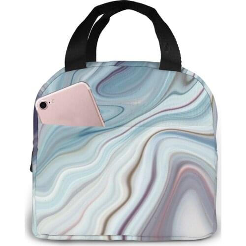 Gray Marble Abstract Cooler Lunch Box Portable Insulated Lunch Bag Thermal Food Picnic Lunch Bags