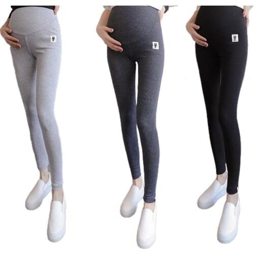 Maternity Leggings High Waist Belly Support Ankle Length Cats Print Trousers Adjustable Over Bump Pants for Pregnant Women