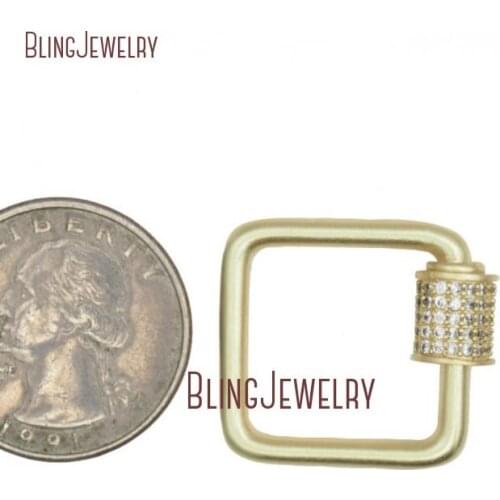 Matte Gold Filled Square Pendant Lock Screw Clasp Lock Carabiner Lock 22x25mm FC32931