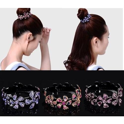 Fashion Elegant Rhinestone Twist Hairclip Hairpin Hair Clip Pin Claw Bun Ponytail Holder for Women Girls Daily Party Home Office