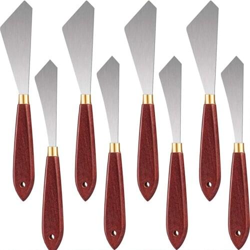 8Pcs Painting Knife Set Painting Mixing Scraper Palette Knife Painting Art Spatula with Wood Handle Art Painting Knife