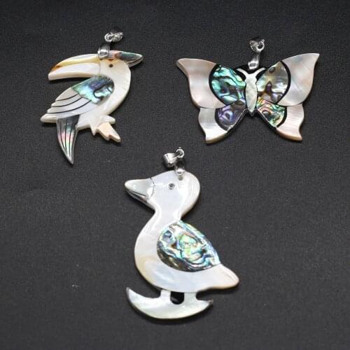 Natural Sea Shell Pendant Cute Bird Butterfly Necklace Pendants Accessories DIY Charms Jewelry Making Supplies