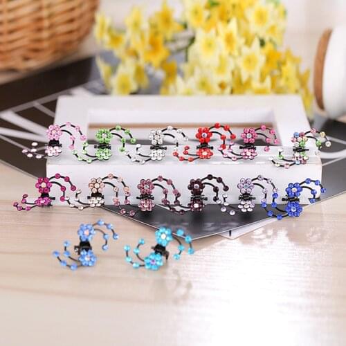 New 6-Pack Girl Crystal Flower Small Grip Korean Headwear Mini Rhinestone Hair Metal Hair Clip