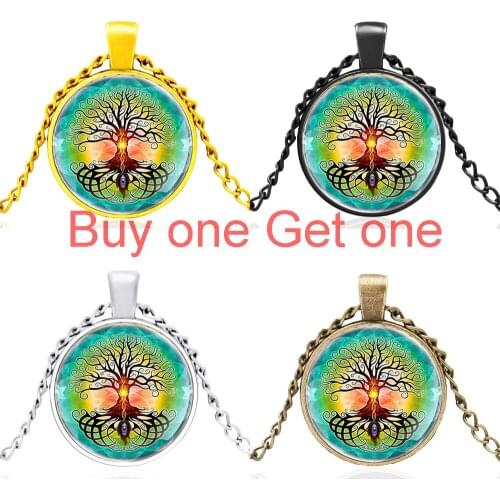 Classic Tree of Life Eye of Life Design Glass Dome High Quality Necklace Men Women Charm Pendant Jewelry Gift