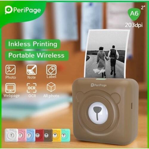 Peripage A6 Brown Color 58mm Wireless Mini Thermal Label Printer With Paper Roll/Thermal Paper/ Sticker Paper