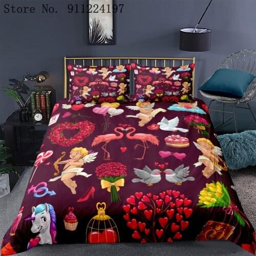 Cartoon Cupid Angel Duvet Cover Warm Bedding Set Printing Luxury Quilt Cover Single Double Queen King Size For Kids Home Textile