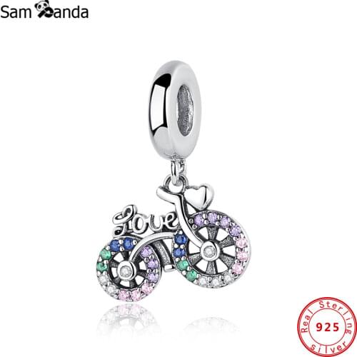 Original 100% 925 Sterling Silver Charm Bead Rainbow Enamel Charms Crystals Fit Pandora Bracelets Necklaces Women DIY Jewelry