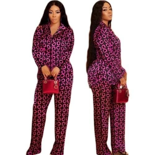 Casual Sleepwear Tracksuit Women Two Piece Outfits Matching Sets Long Sleeve Shirts Top Loose Pants Trousers Home Wear