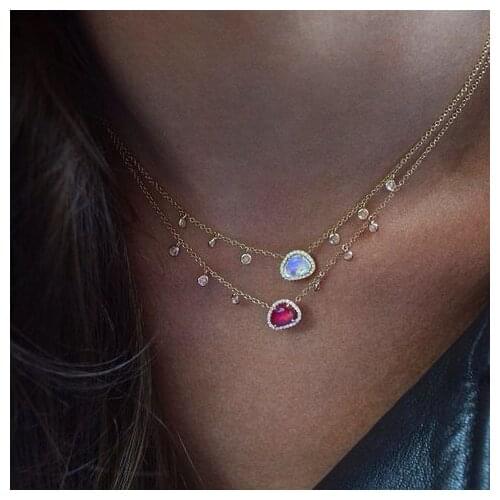 Luxury Women Necklace Big Big Blue Clear AAA+CZ With Drop Mini Cz Charm Choker Necklace 2021 Spring New Arrival Parry Wedding