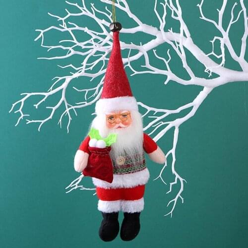 Christmas Santa Claus Pendant with Hanging Hole Cute High Hat Long Beard Decoration Figurine Doll Cute Xmas Home Office Shops