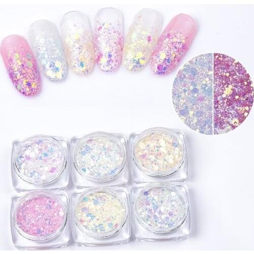 RIKONKA Nail Mermaid Glitter Flakes Sparkly 3D Light Chameleon Color Changing Sequins Polish Manicure DIY Nail Art Decorations