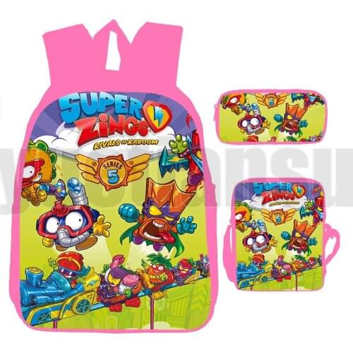 3D Pink Super Zings Series 6 Backpack Boys Girls Superzings Back To School Backpacks Students Kids Super Zings Anime Bag Pack