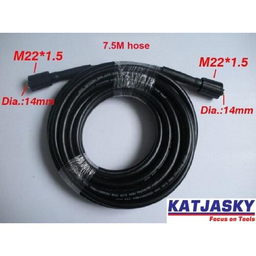 Car washer hose 7.5m 32.8' 400Bar 5800PSI,two ends are M22*1.5*14mm , high pressure washer hose spray water