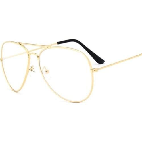 Aviation Gold Frame Sunglasses Male Classic Eyeglasses Transparent Clear Lens Optical Women Men Glasses Pilot Style