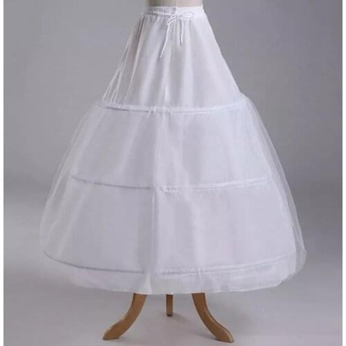 Bridal Wedding Dress Skirt Lined 3-rings 1-layer Lining Elastic Drawstring Belt Adjustable Long Slip Petticoat