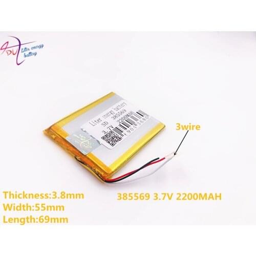 3 line Size 385569 405570 3.7V 2200MAH Lithium Tablet polymer battery With Protection Board For GPS Tablet PC Digital Products