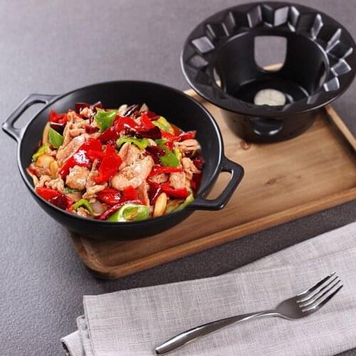 Theme Hotel Restaurant Korean Rice Cake Cheese Casserole Hot Pot Set of Heating Furnace Dry Pot Plate Plates Ears