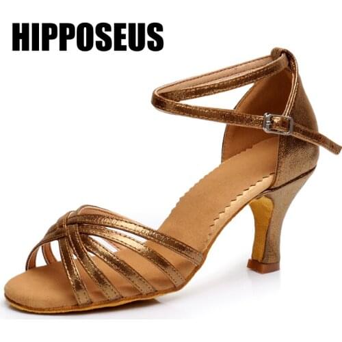 Women Latin Dance Shoes Modern Girls Salsa Tango Ballroom Dance Shoes Ladies High Heel Dancing Shoes Professional Black Brown