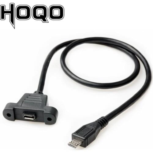 Panel Mount Micro USB Connector Extension Cable Micro-USB Male to Female Sync Date Charge Cord with screw terminal hole