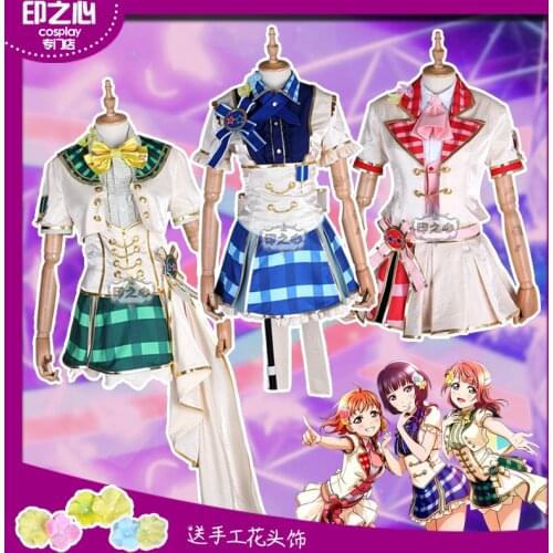 [STOCK] 2018 Anime Love Live All Stars School Idol Festival Blue/Red/Green Uniform Cosplay Costume For Halloween Free Shipping