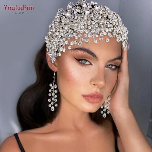 YouLaPan HP376 Wedding Hair Accessories Headband Bridal Hair Bands Wholesale Rhinestone Jewelry Set Women Crowns and Tiaras