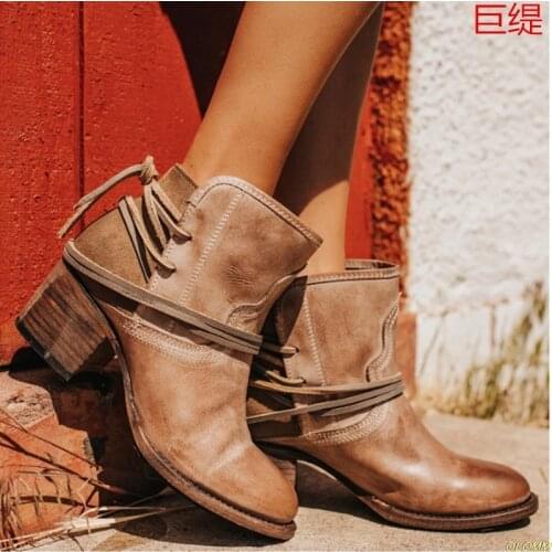 Womens Boots Winter Womens Leather Cross Strap Knee-High Buckle Shoe Cowboy Low-heeled Slip-On Boots Classic Women Winter