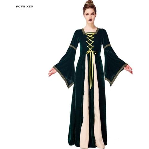 Adult Women Noblewoman Cosplay Female Halloween Retro European Costumes Carnival Purim Parade Stage Show Role Play Party Dress