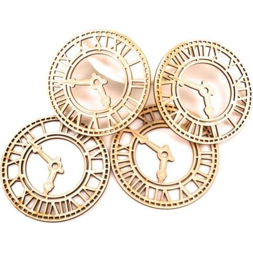Retro Clock Wood Ornaments Handmade Wooden Crafts Accessories Home Decoration Scrapbooks Children Painting DIY 94cm 1pcs